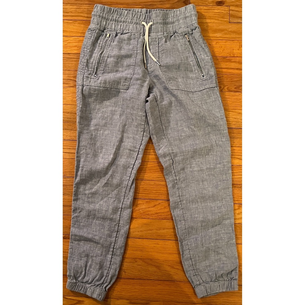 New Petite Athleta Cabo Pull-On Light Blue Chambray Linen Jogger Pants Women 0